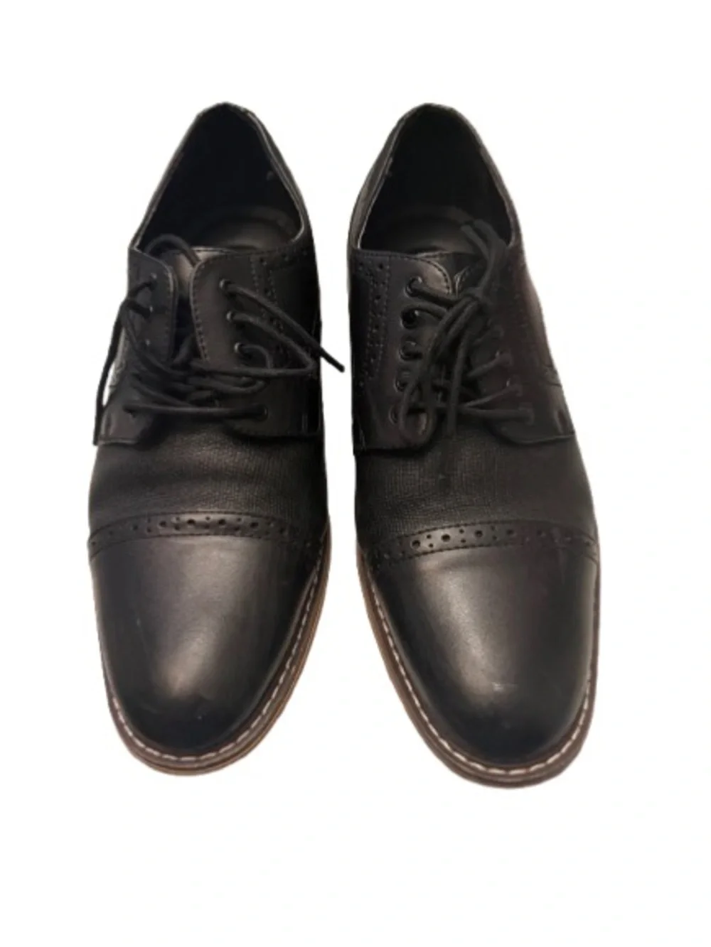 Bar III Parker Mens 9.5 Black Cap Toe Brogue Derby Dress Shoes